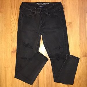 Gray distressed AE jeans